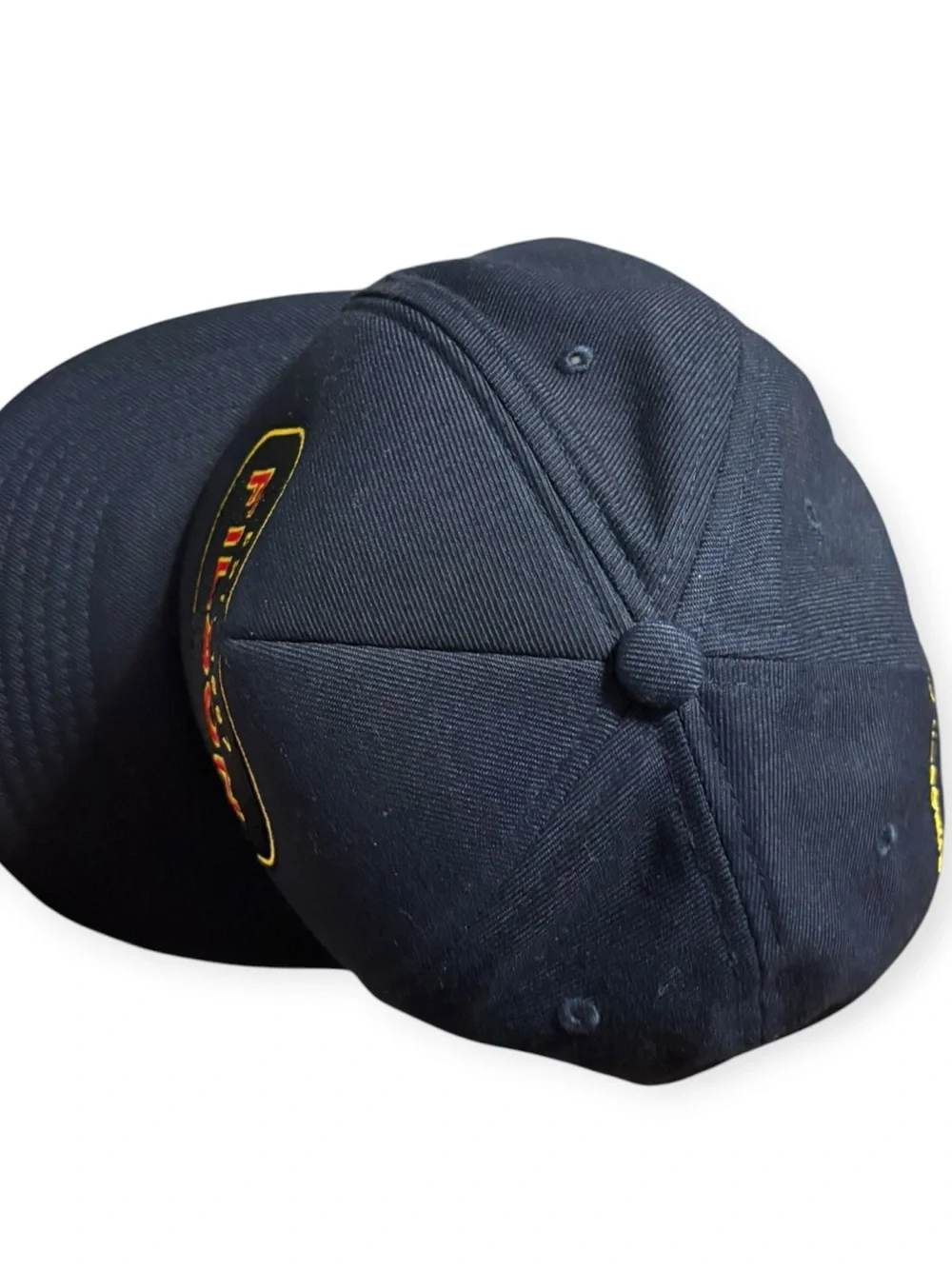 Filson Harvester SnapBack Cap Navy Blue Embroidered Patch EUC